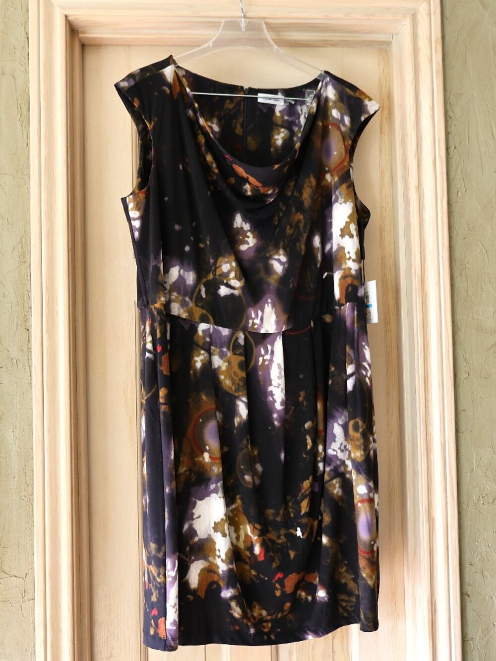 NWT Calvin Klein Abstract Color Cowl Neck Sleeveless Dress Size 20W MSRP $129